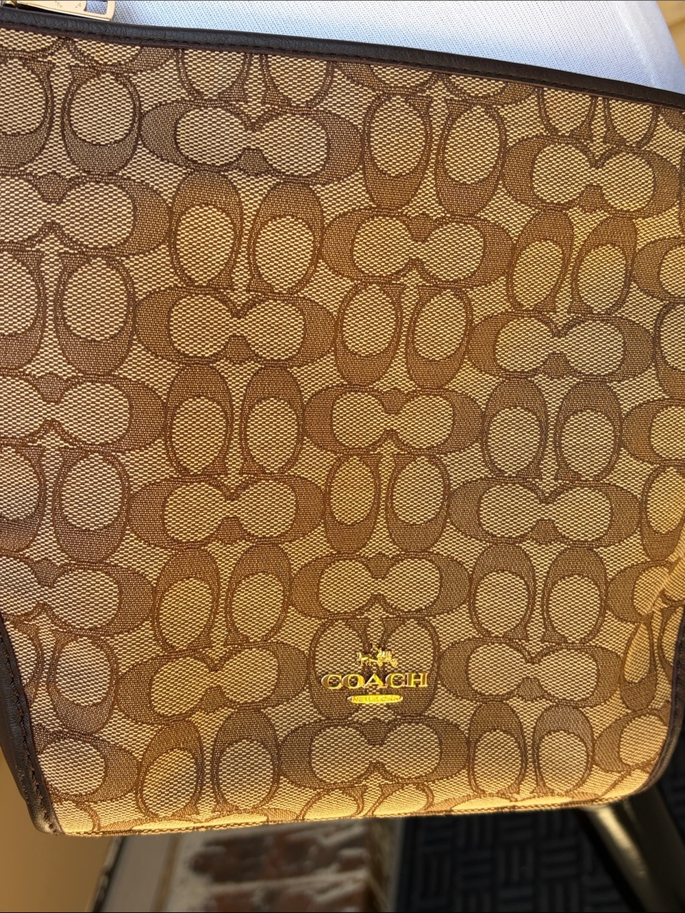 Coach Brown Signature Canvas Crossbody with Gold Dufflette - Picture 4 of 16